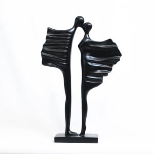 Modern Abstract Love couple Figurine |Contemporary Matte Black Tabletop Decor