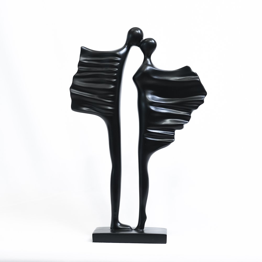 Modern Abstract Love couple Figurine |Contemporary Matte Black Tabletop Decor