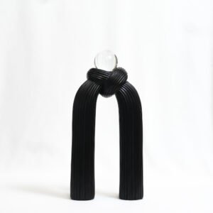 Black Crystal Ball Arch Sculpture | Elegant Nordic Home Office & Shelf Decoration