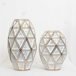 Geometric Faceted Vase | Gold-Accented Modern Decor