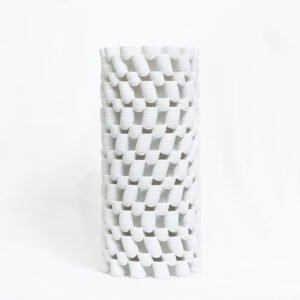 Modern Geometric Lattice Vase | Matte White Textured Decorative Accent