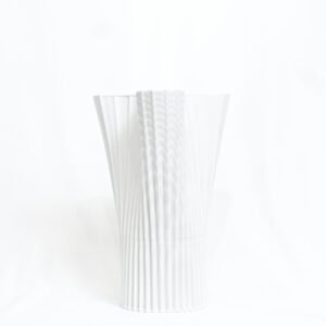 Modern Pleated Architectural Vase | Matte White Minimalist Home Decor