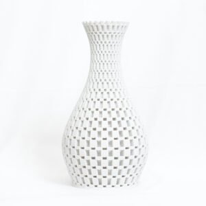 Geometric Weave Textured Vase | Contemporary Open-Weave Tabletop Decor Piece