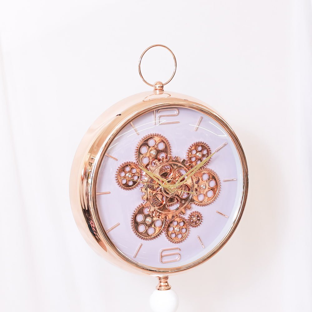 Lavender & Gold Gear-Movement Tripod Clock | Elegant Contemporary Floor Accent - Image 4