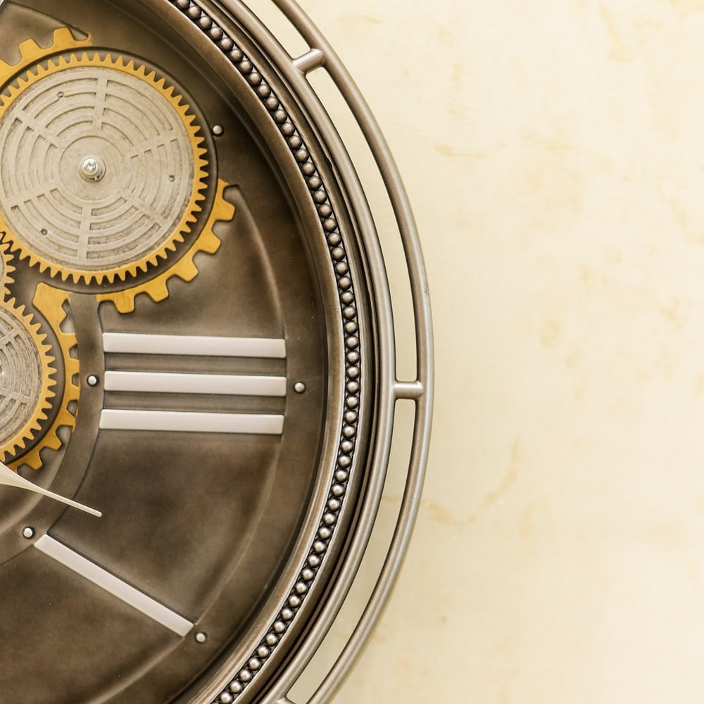 Heritage Oval Gear Wall Clock | Antique Bronze Industrial Timepiece - Image 3