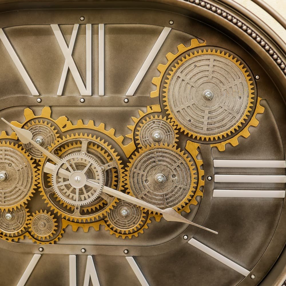 Heritage Oval Gear Wall Clock | Antique Bronze Industrial Timepiece - Image 2