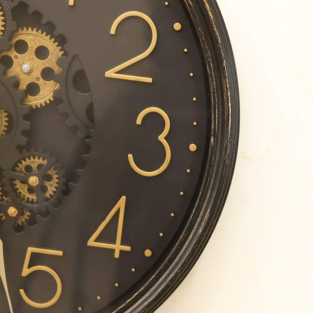 Industrial Heritage Circular Wall Clock | Brushed Bronze Exposed Gear Movement - Image 4