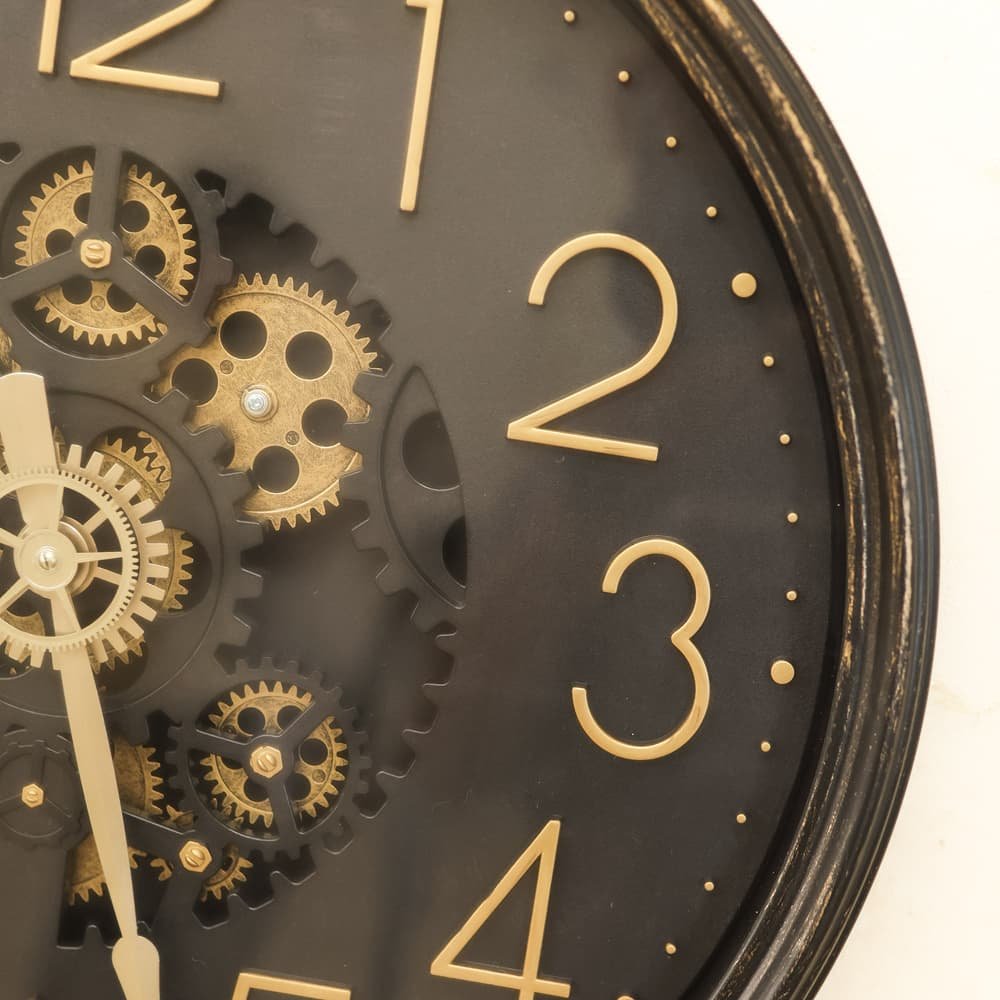 Industrial Heritage Circular Wall Clock | Brushed Bronze Exposed Gear Movement - Image 2