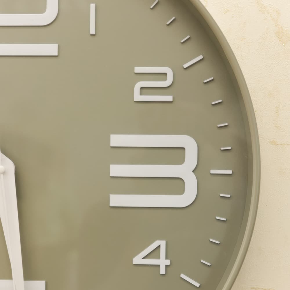 Classic Round Decorative Wall Clock | Oversized 3D Numerals | Beige - Image 3