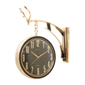 Obsidian Black Double-Sided Station Wall Clock with Noble Buck Mount | Classic Dual-Face Hanging Clock for Living Room, Hallway & Office