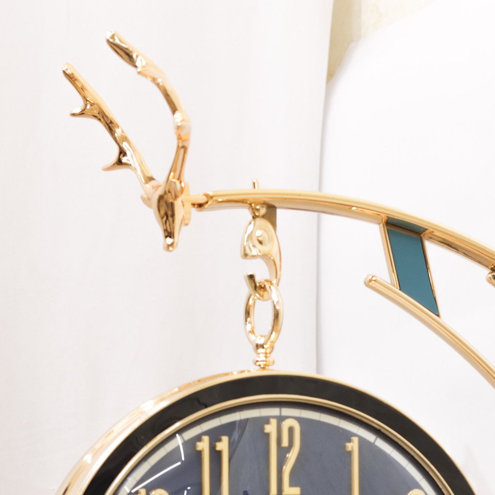 Deep Blue Double-Sided Station Wall Clock with Noble Buck Mount | Classic Dual-Face Hanging Clock for Living Room, Hallway & Office - Image 3