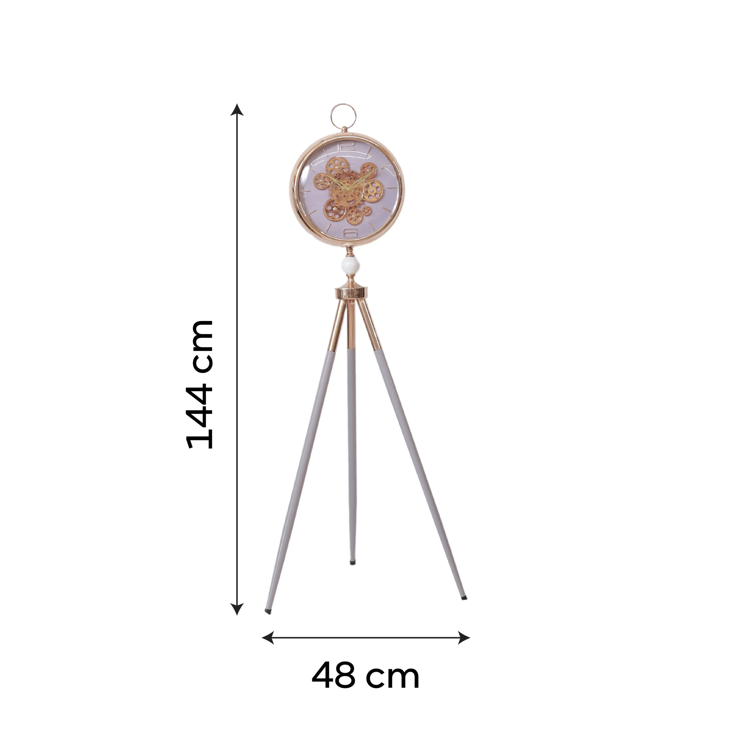 Lavender & Gold Gear-Movement Tripod Clock | Elegant Contemporary Floor Accent - Image 5