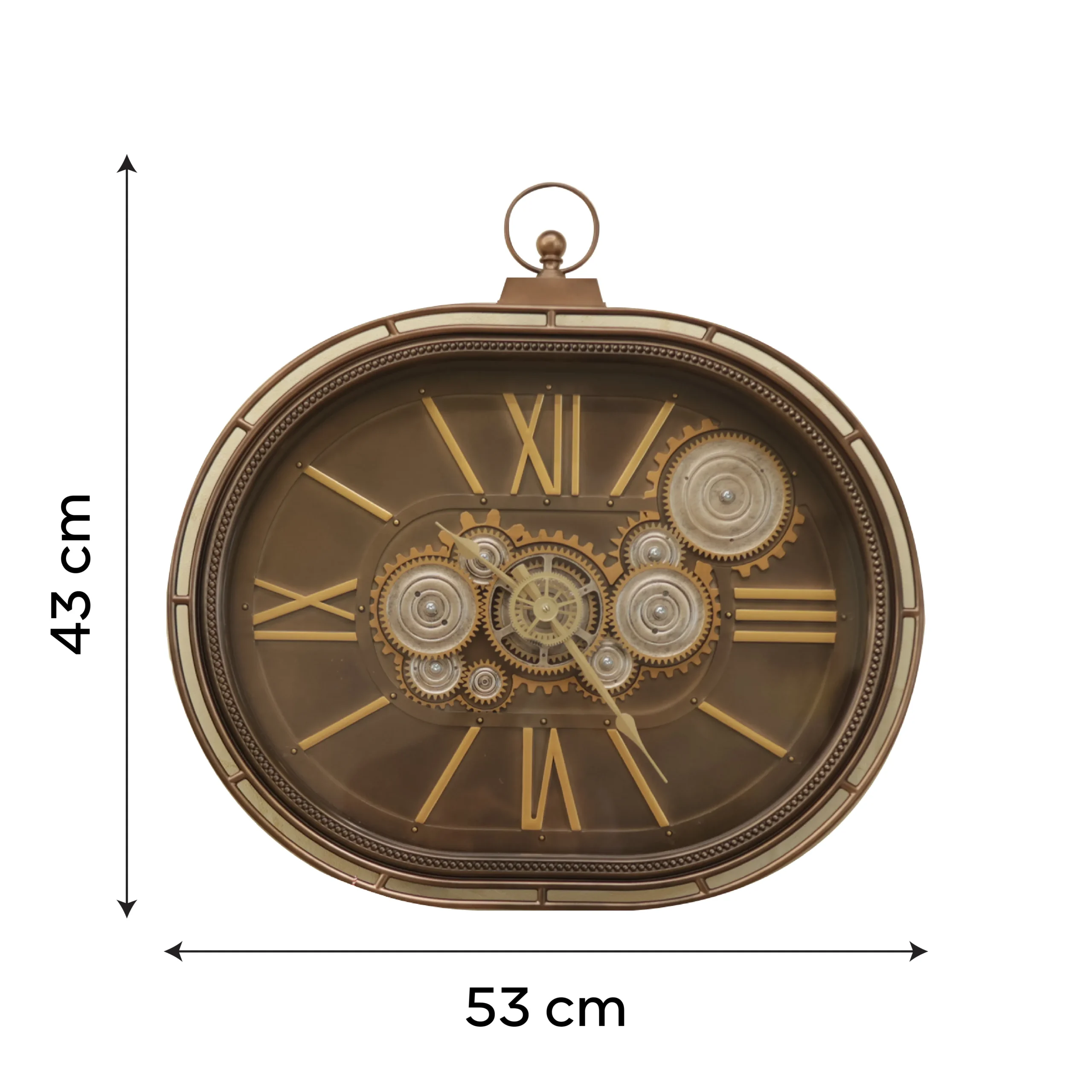 Urban Heritage Oval Gear Clock | Distressed Bronze Mechanical Design - Image 5