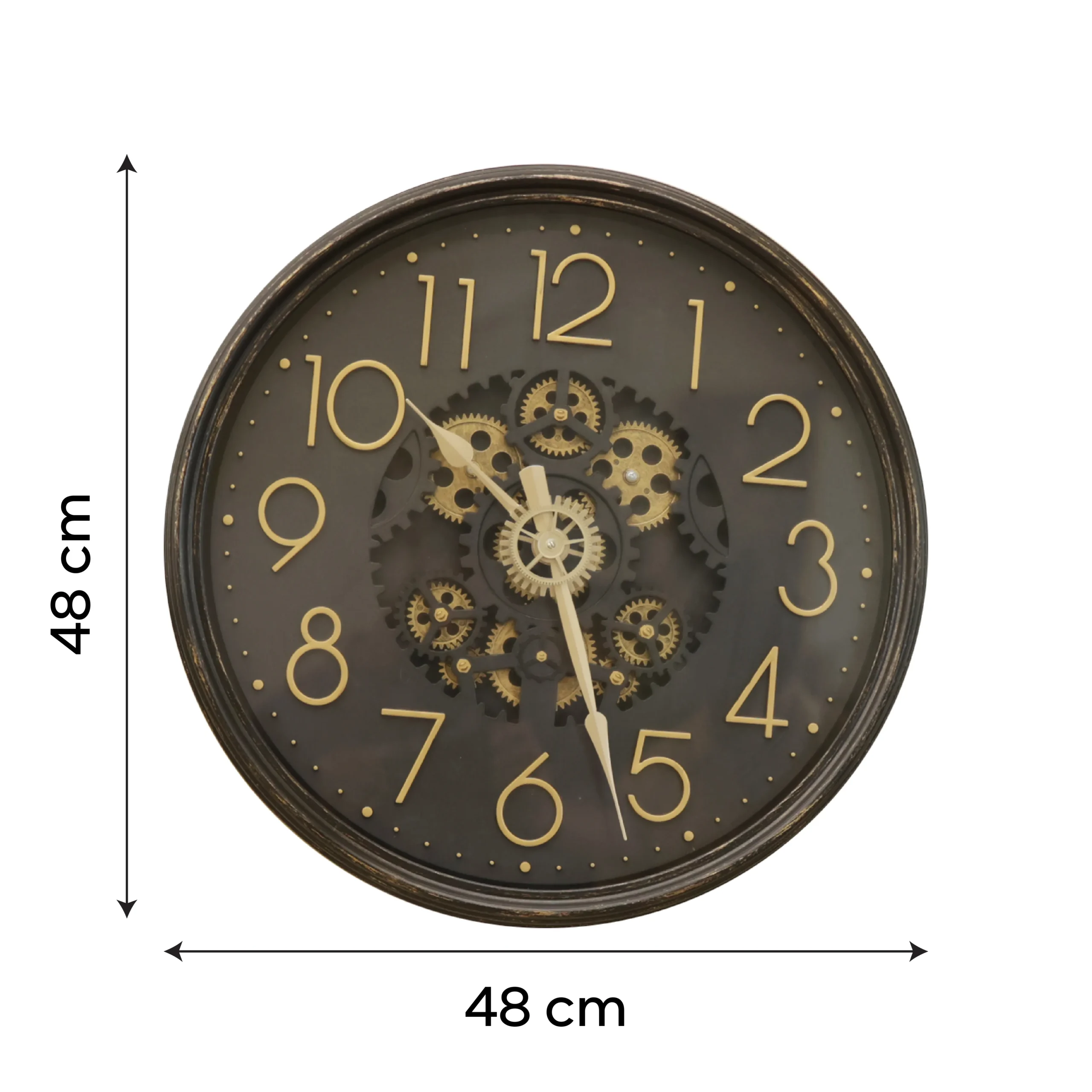 Industrial Heritage Circular Wall Clock | Brushed Bronze Exposed Gear Movement - Image 5