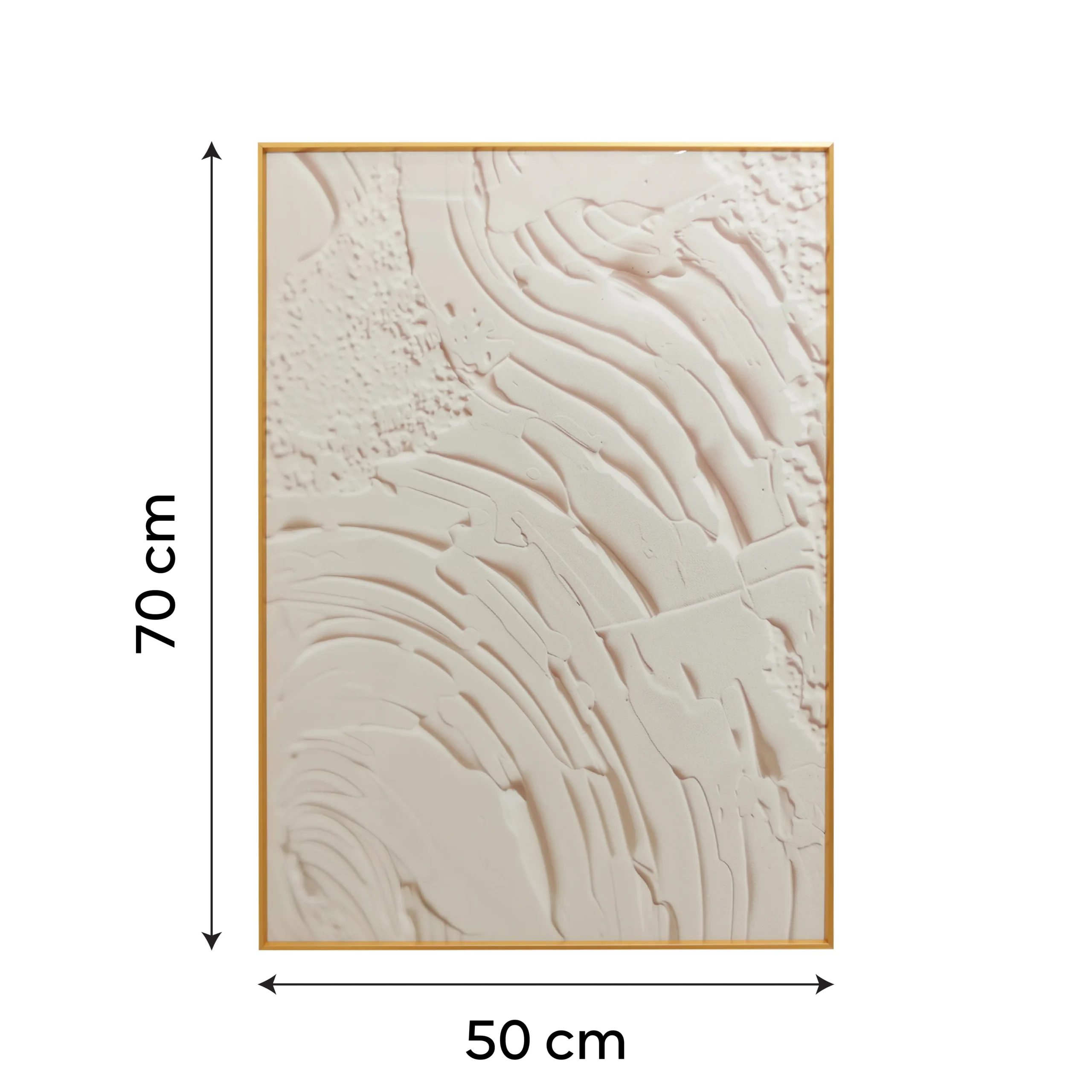 Swirl-Pattern Impasto Relief Art, Minimalist Beige Luxury HD Laminated Print with Aluminium Golden Frame | Ready to Hang | Textured Organic Wall Decor - Image 5