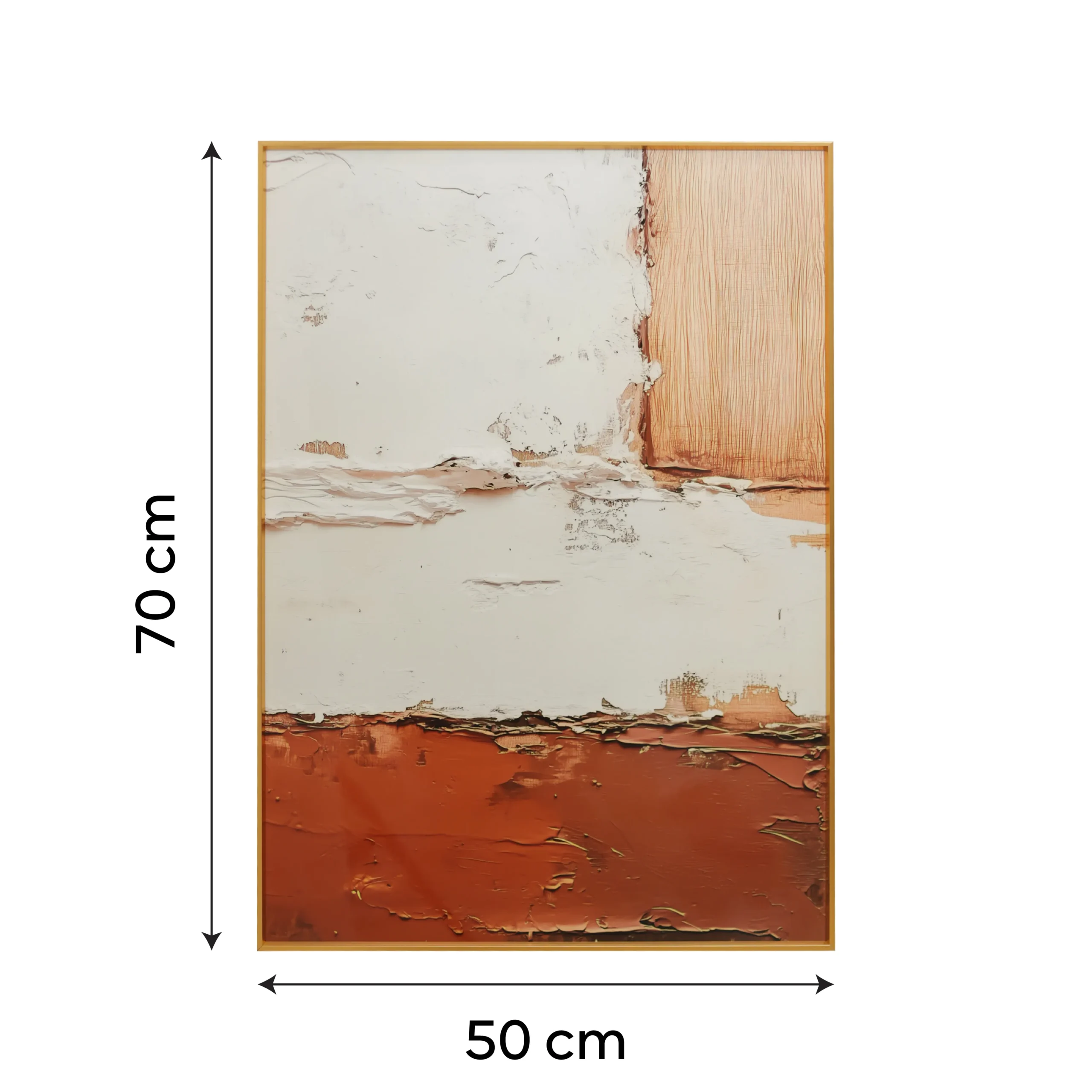 Abstract Earth-Tone Impasto Relief Art, Copper and Cream Luxury HD Laminated Print with Aluminium Golden Frame | Ready to Hang | Textured Minimalist Painting - Image 5