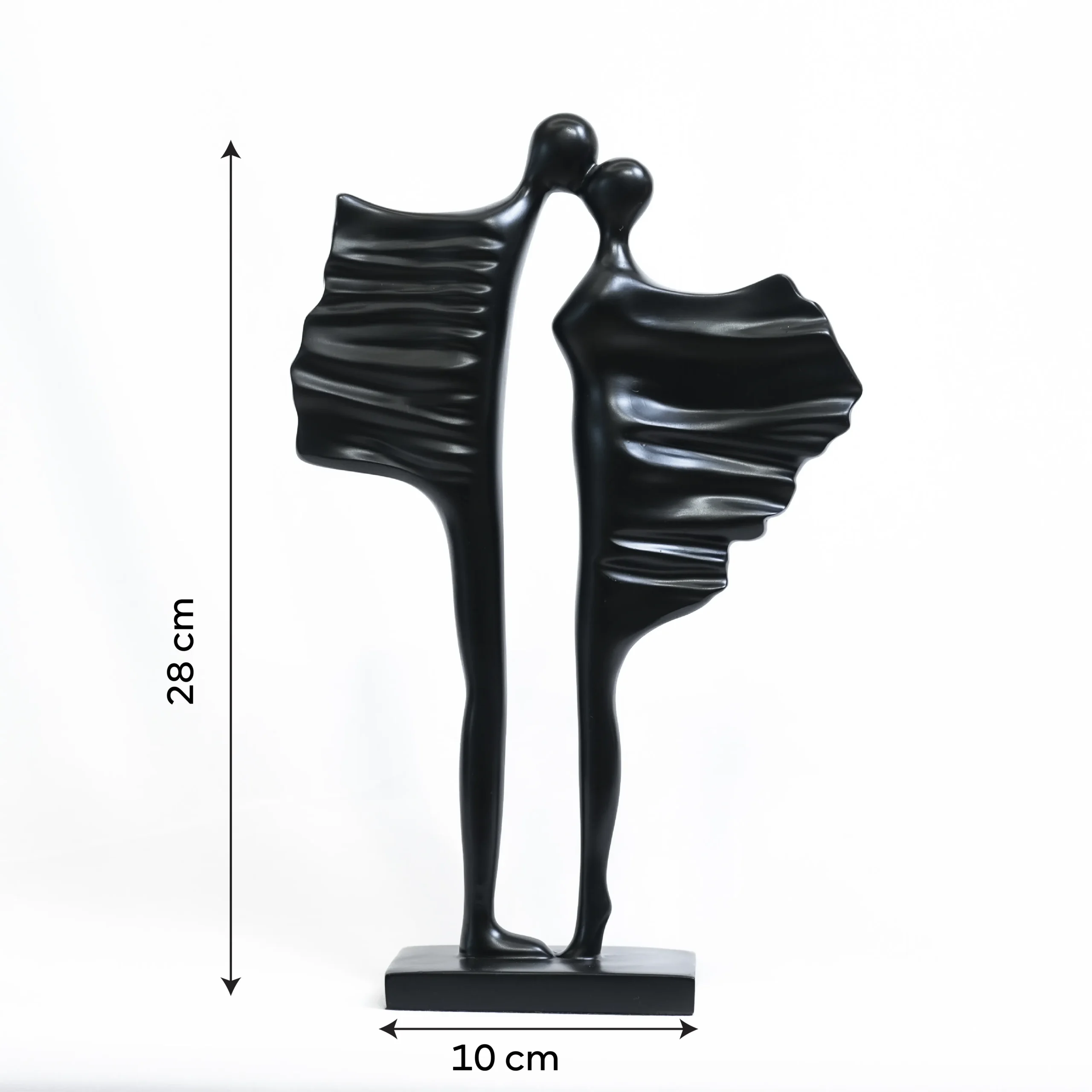 Modern Abstract Love couple Figurine |Contemporary Matte Black Tabletop Decor - Image 6