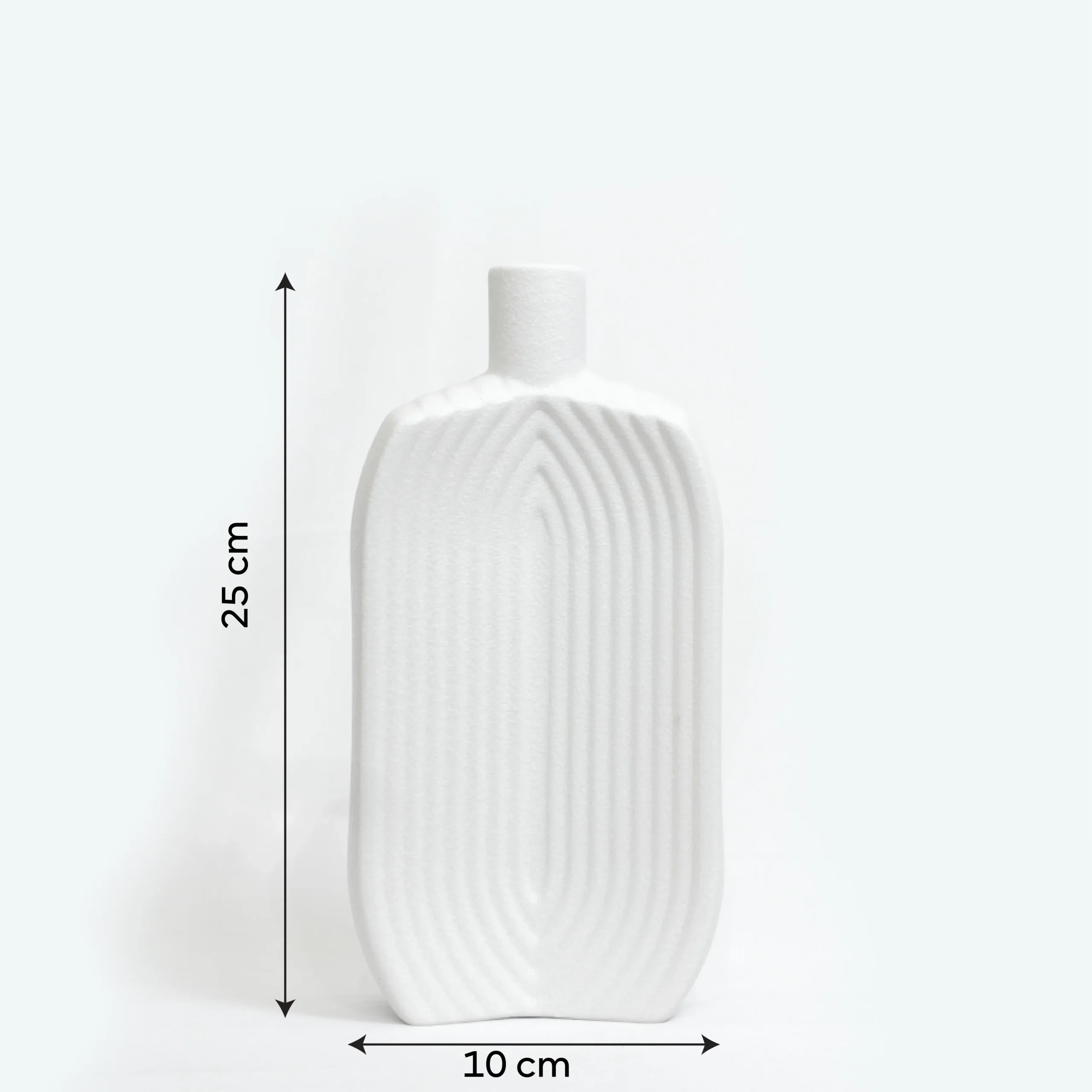 Contemporary White Ribbed Rectangular Ceramic Vase – Minimalist Tabletop Decor - Image 5