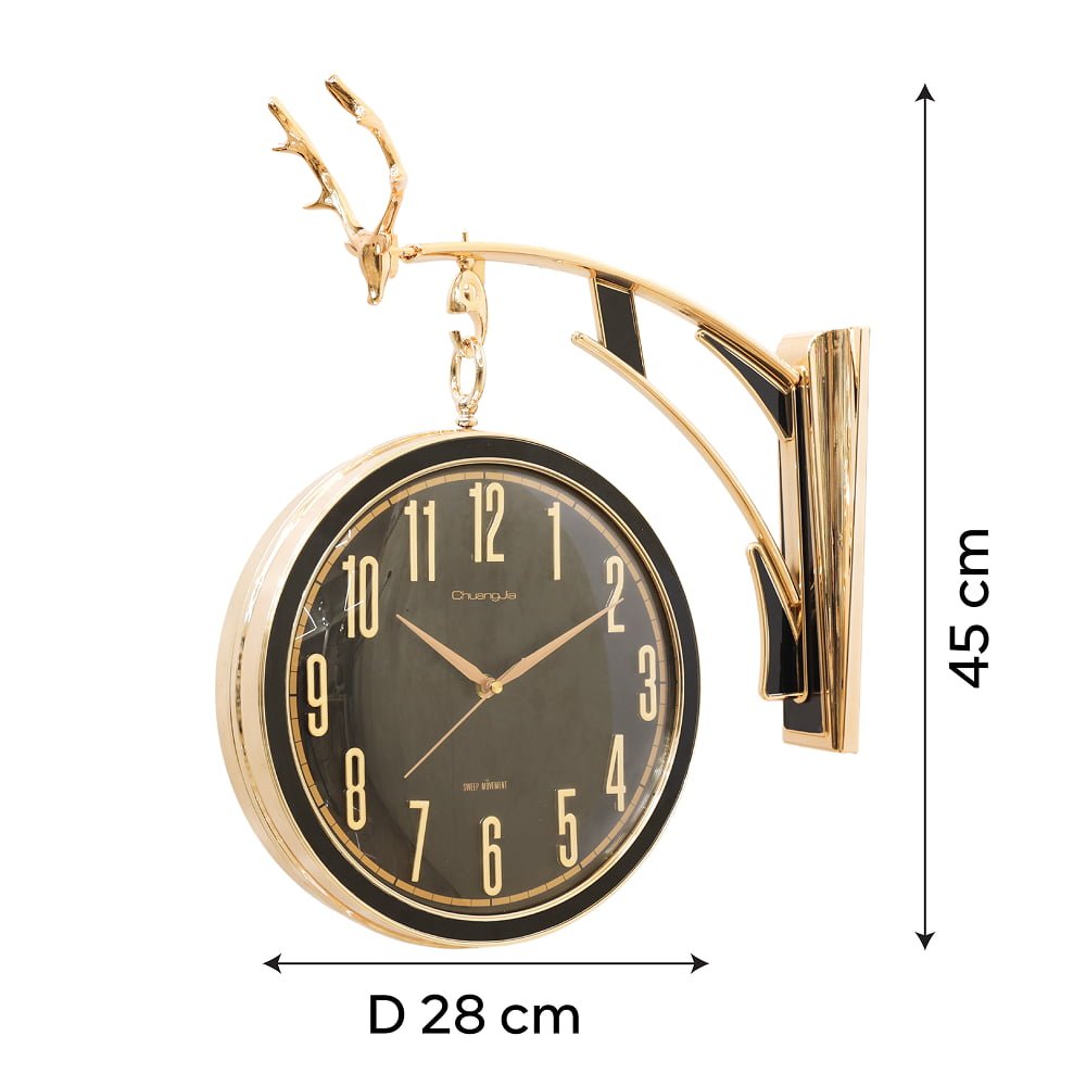 Obsidian Black Double-Sided Station Wall Clock with Noble Buck Mount | Classic Dual-Face Hanging Clock for Living Room, Hallway & Office - Image 5
