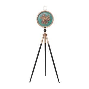 Industrial Gear-Movement Tripod Clock | Modern Teal and Metallic Floor Accent