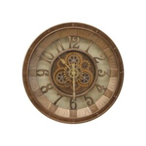 Vintage Bronze Exposed-Gear Wall Clock | Industrial Round Statement Timepiece