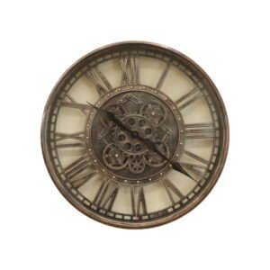 Rustic Roman Numeral Gear Wall Clock | Antique Bronze Industrial Statement Piece