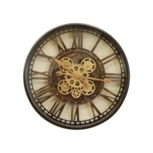 Industrial Round Gear Wall Clock | Vintage Bronze Exposed Mechanism Design