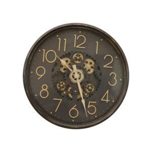 Industrial Heritage Circular Wall Clock | Brushed Bronze Exposed Gear Movement