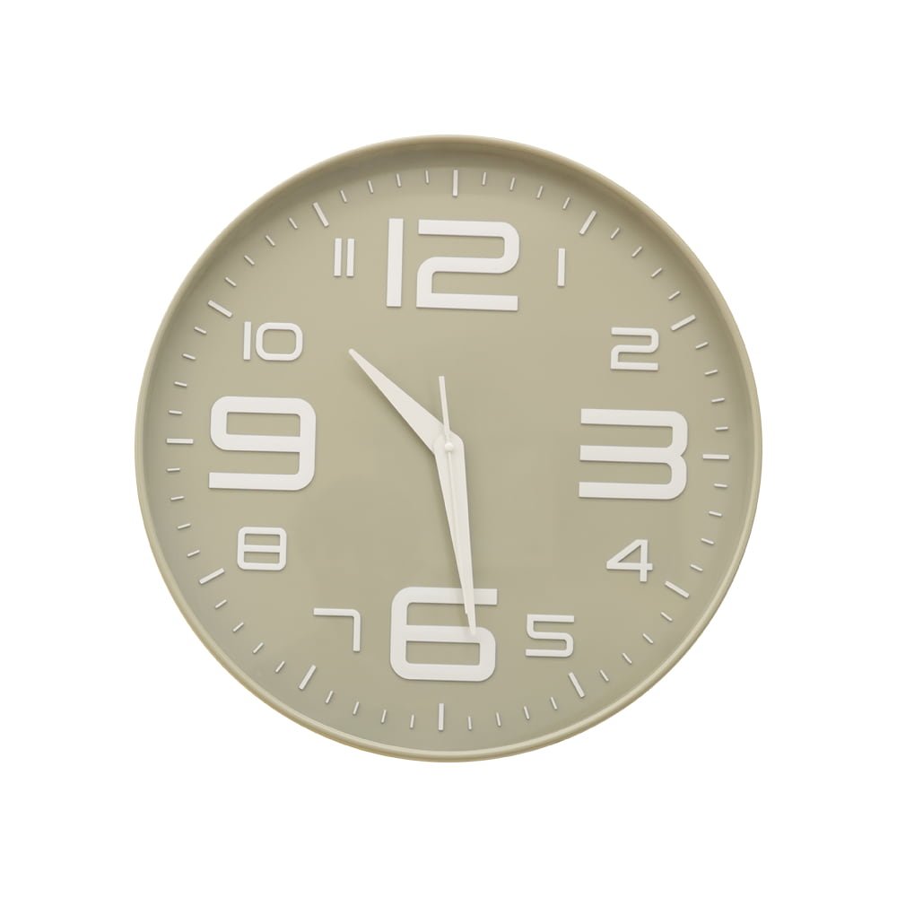 Classic Round Decorative Wall Clock | Oversized 3D Numerals | Beige