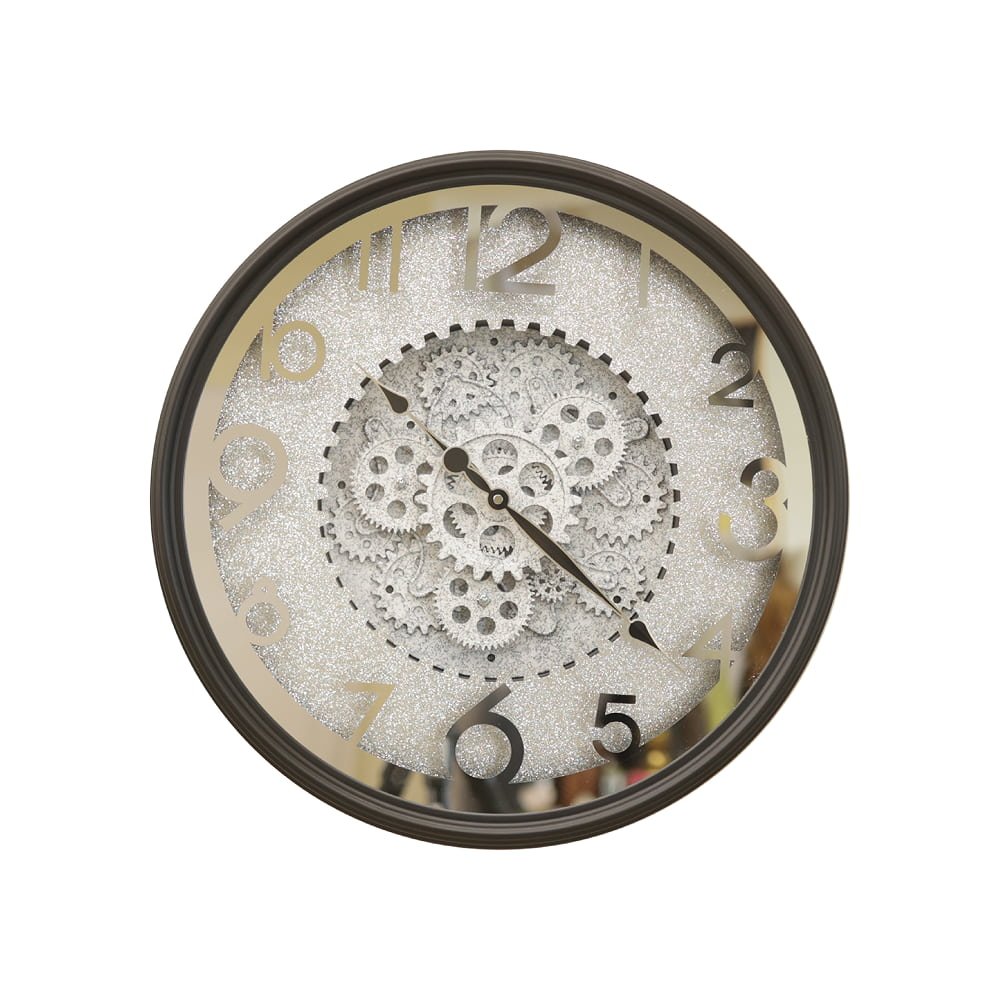 Modern Industrial Wall Clock with Visible Moving Gears | Oversized Decorative Skeleton Clock