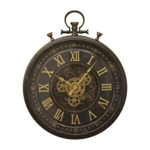 Classic Roman Numeral Pocket Watch Clock | Dark Bronze Industrial Masterpiece