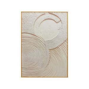 Large Round-Pattern Textured Relief Art |Neutral Beige 3D Wall Decor | Ready to Hang | Textured Minimalist Painting