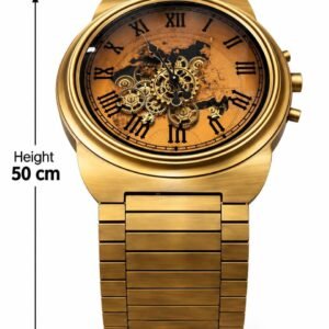 Vintage Gold Streampunk Gear Design Table Clock